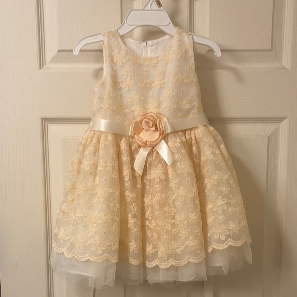 Elegant Cream Floral Toddler Dress